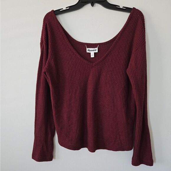 Abound Waffle Knit Sweater Burgundy - Picture 1 of 6